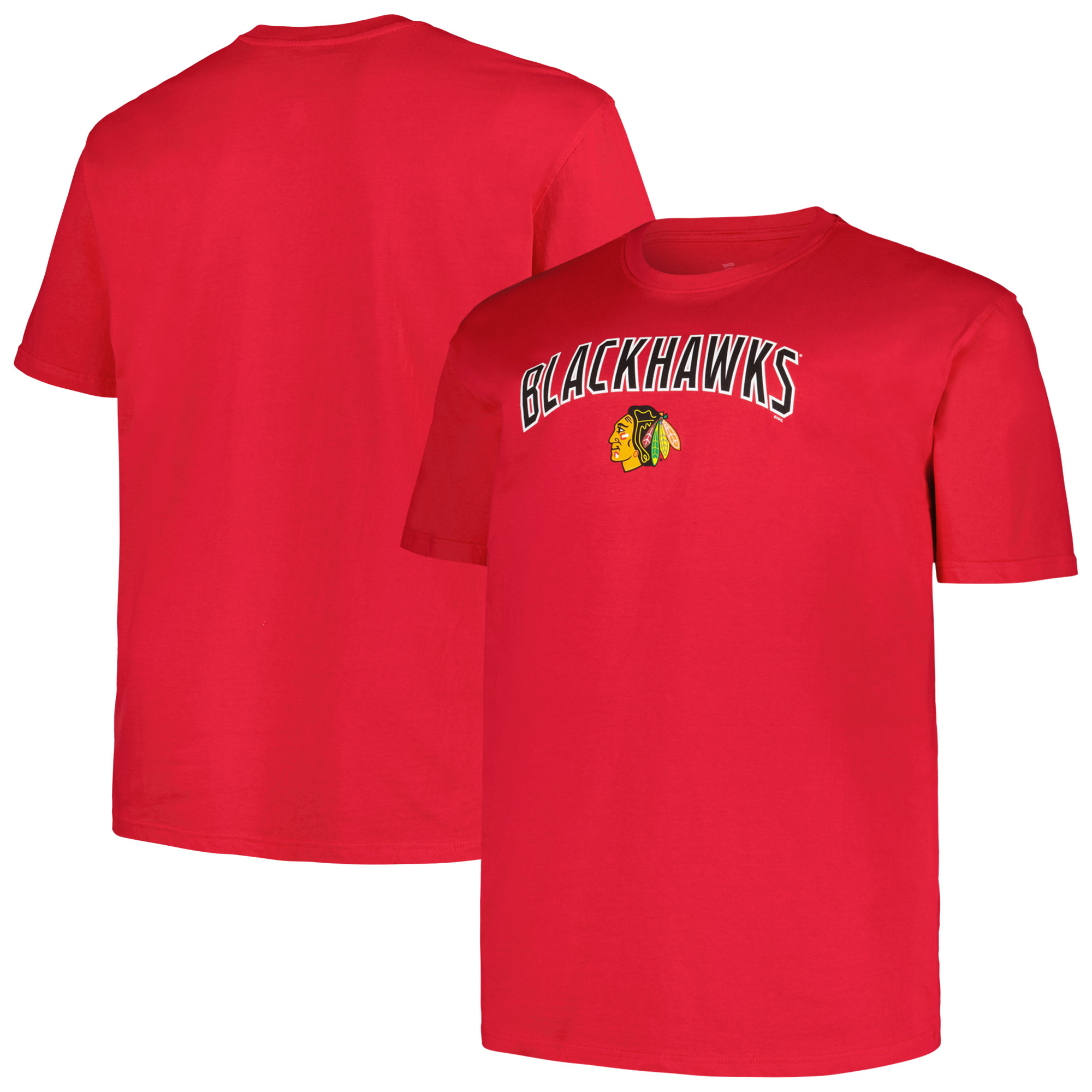 Men's Profile Red Chicago Blackhawks Big \u0026 Tall Arch Over Logo T-Shirt